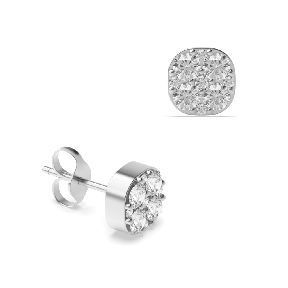 Prong Setting Round Diamond Cluster Earrings | Abelini London