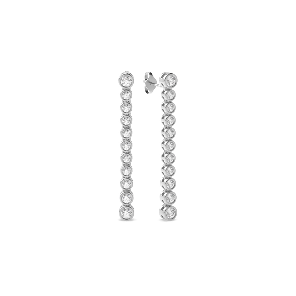 bezel setting round shape drop earring