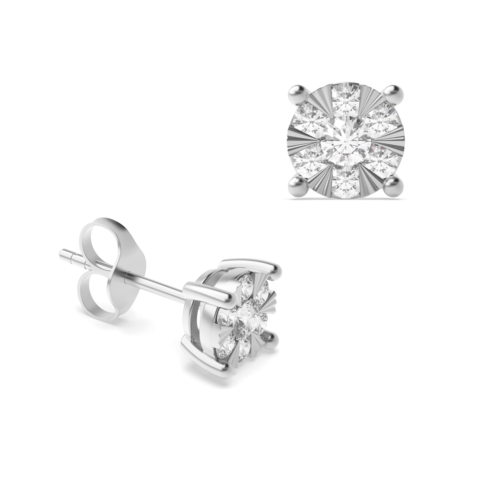 0.50ct. prong settings round shape Sunburst Stellated stud earring