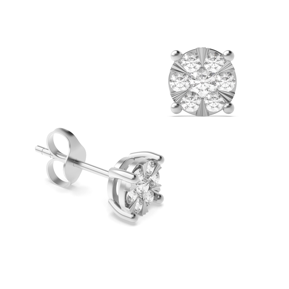 0.65ct. prong settings round shape Sunburst Stellated stud earring