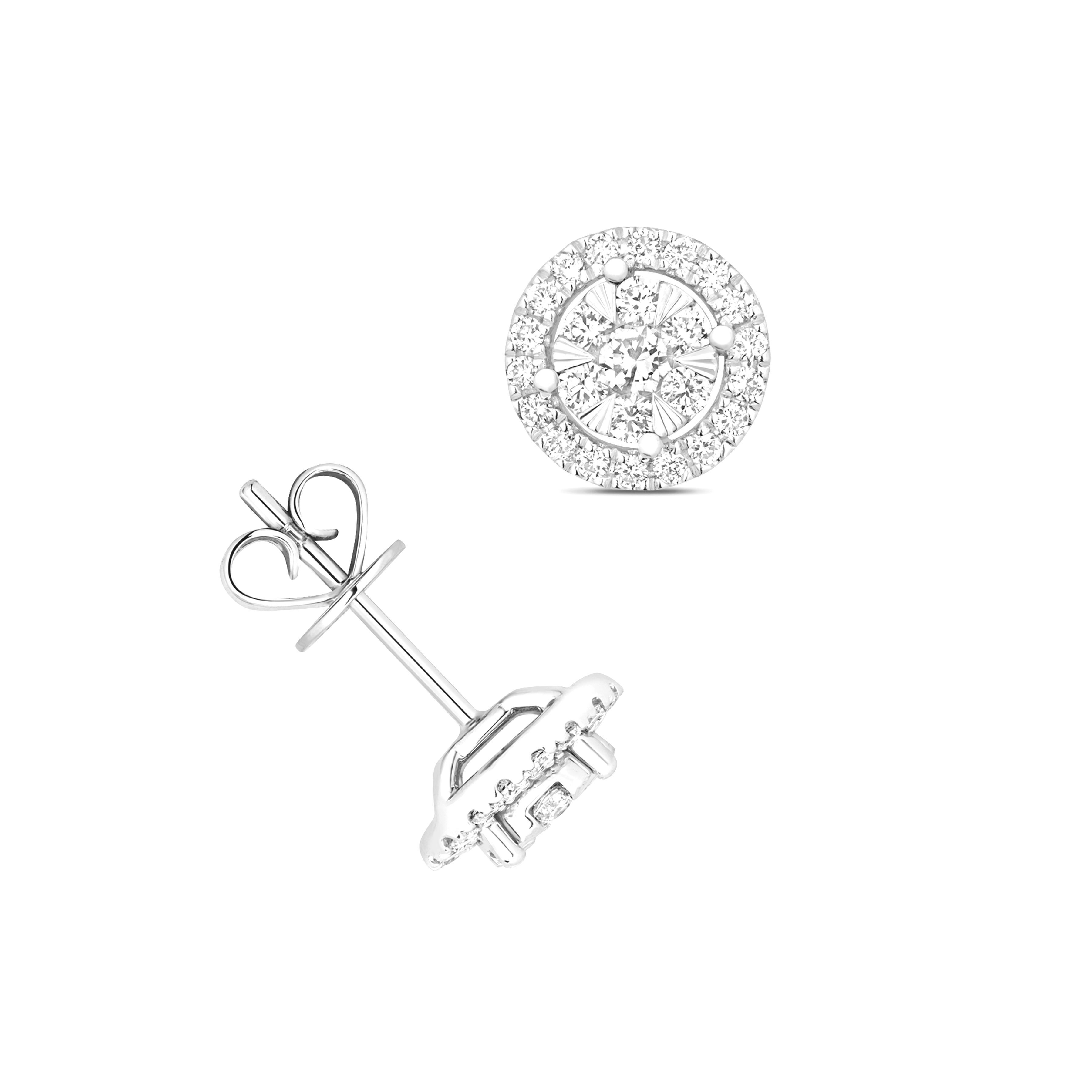 prong settings round shape halo diamond cluster earring