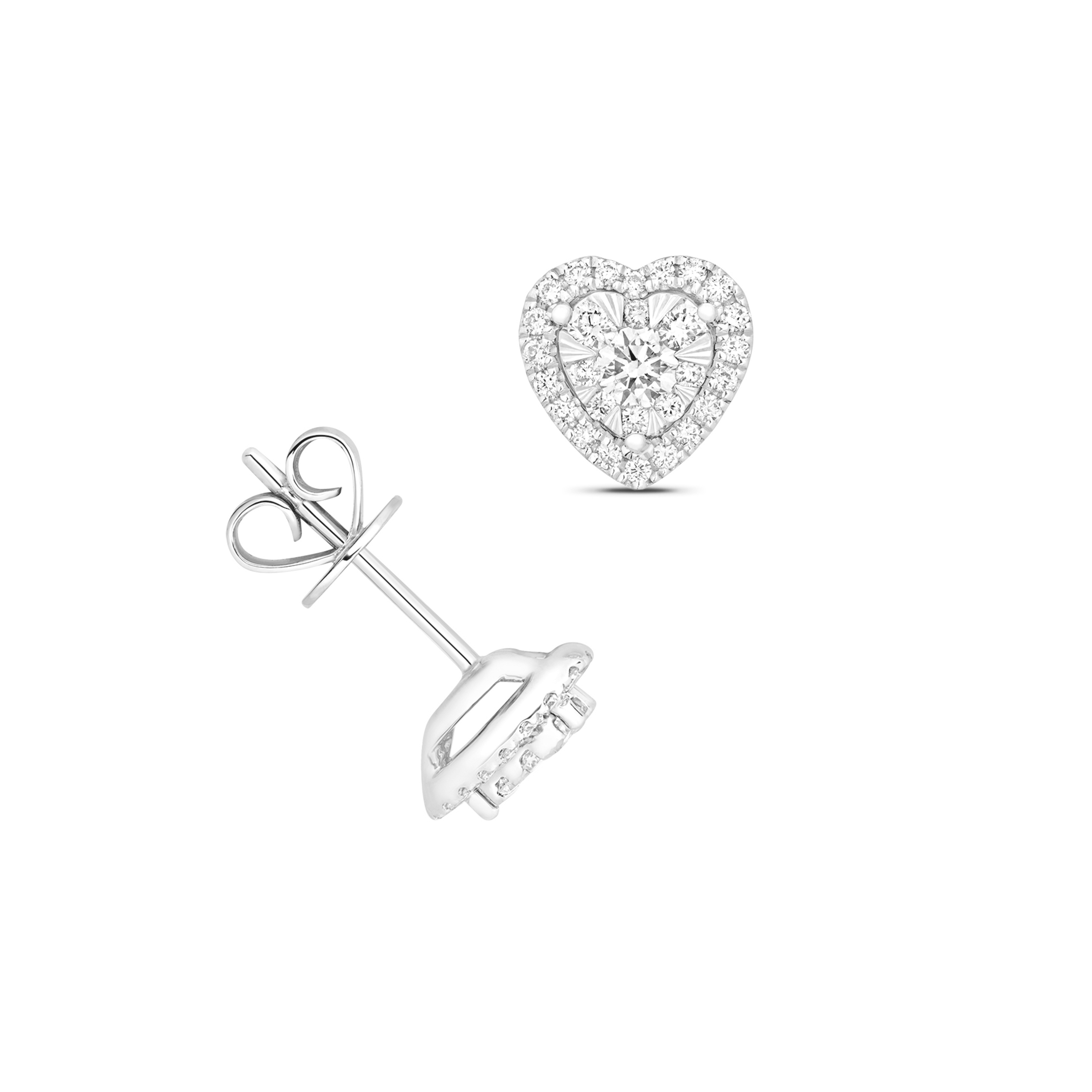 round shape heart style halo diamond cluster earring