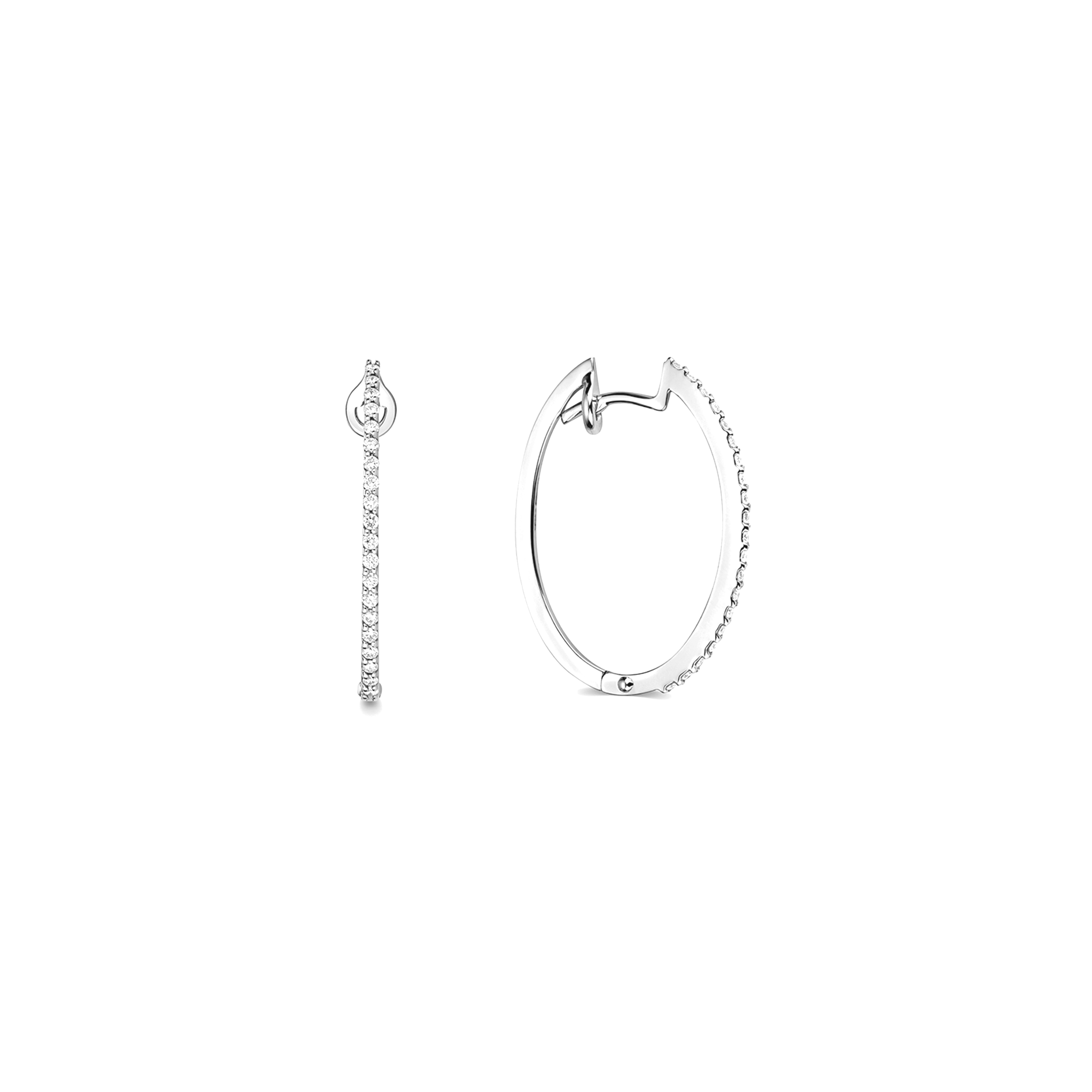 prong settings round shape hoop diamond earring