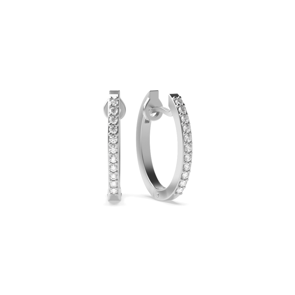 Prong Settings Round Shape Hoop Diamond Earring | Abelini Uk