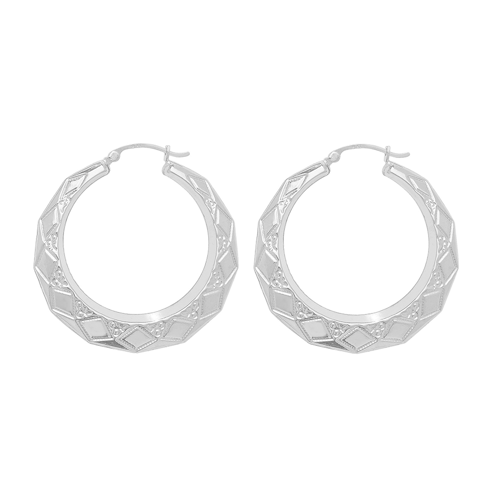 plain metal rectangle design hoop earring