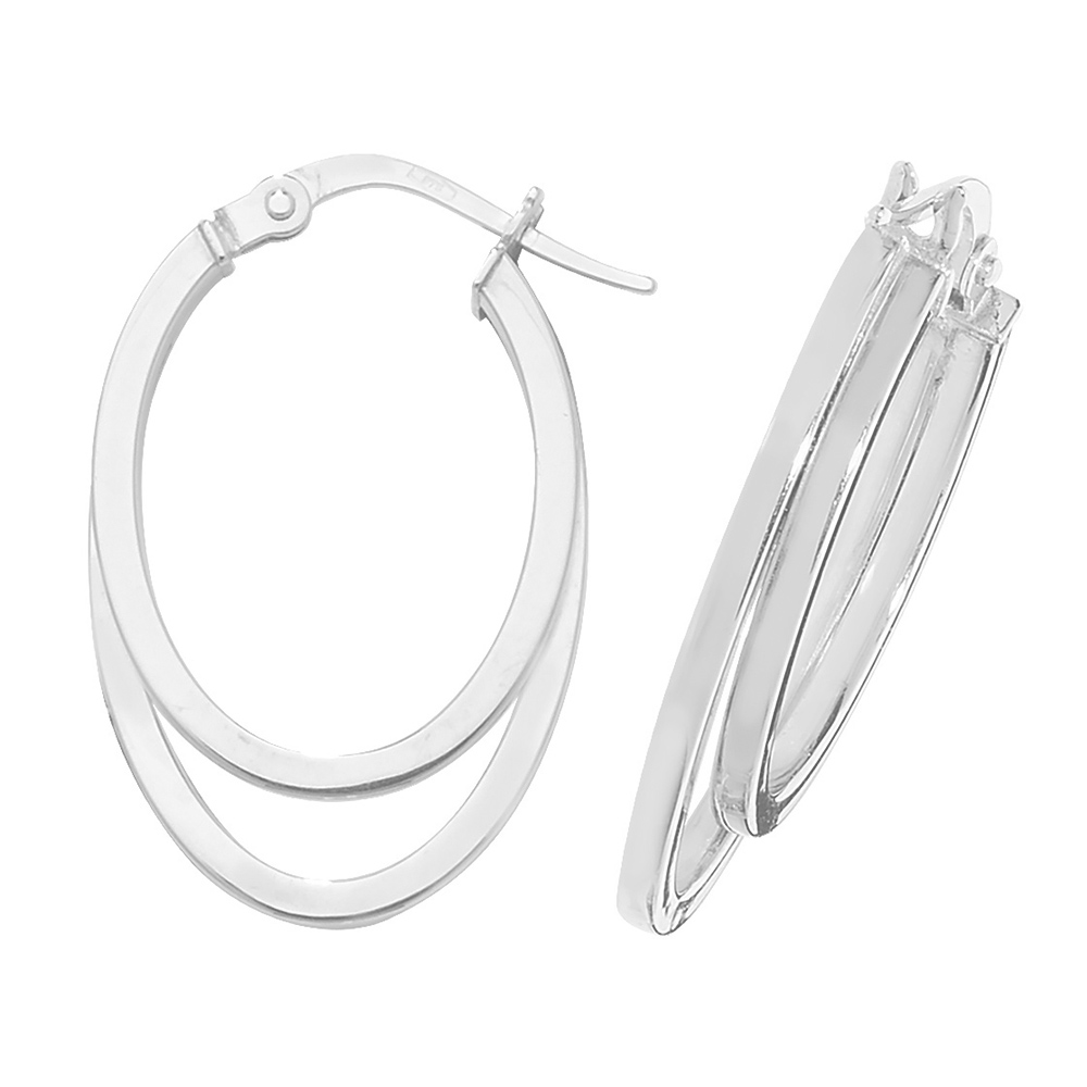 two tone oval style hoop earring