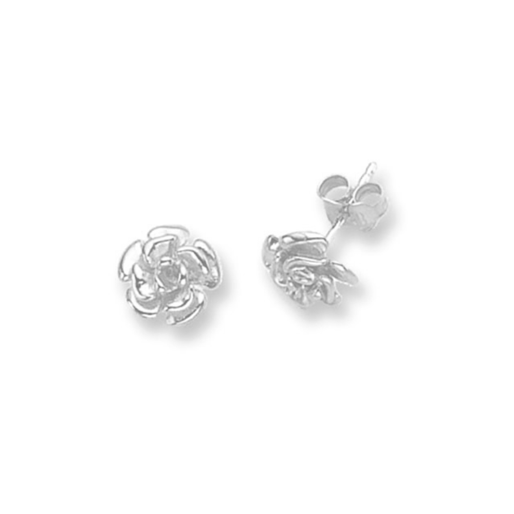 plain metal delicate rose design stud earring