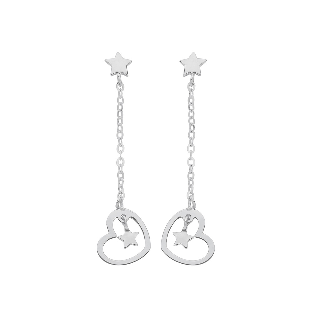Buy Star And Heart Shape Stud And Dangle Earring - Abelini