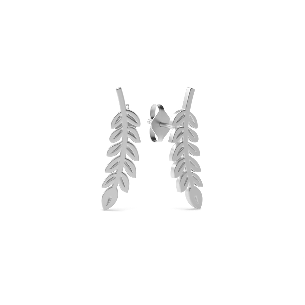 plain metal decent leaf shape stud earring