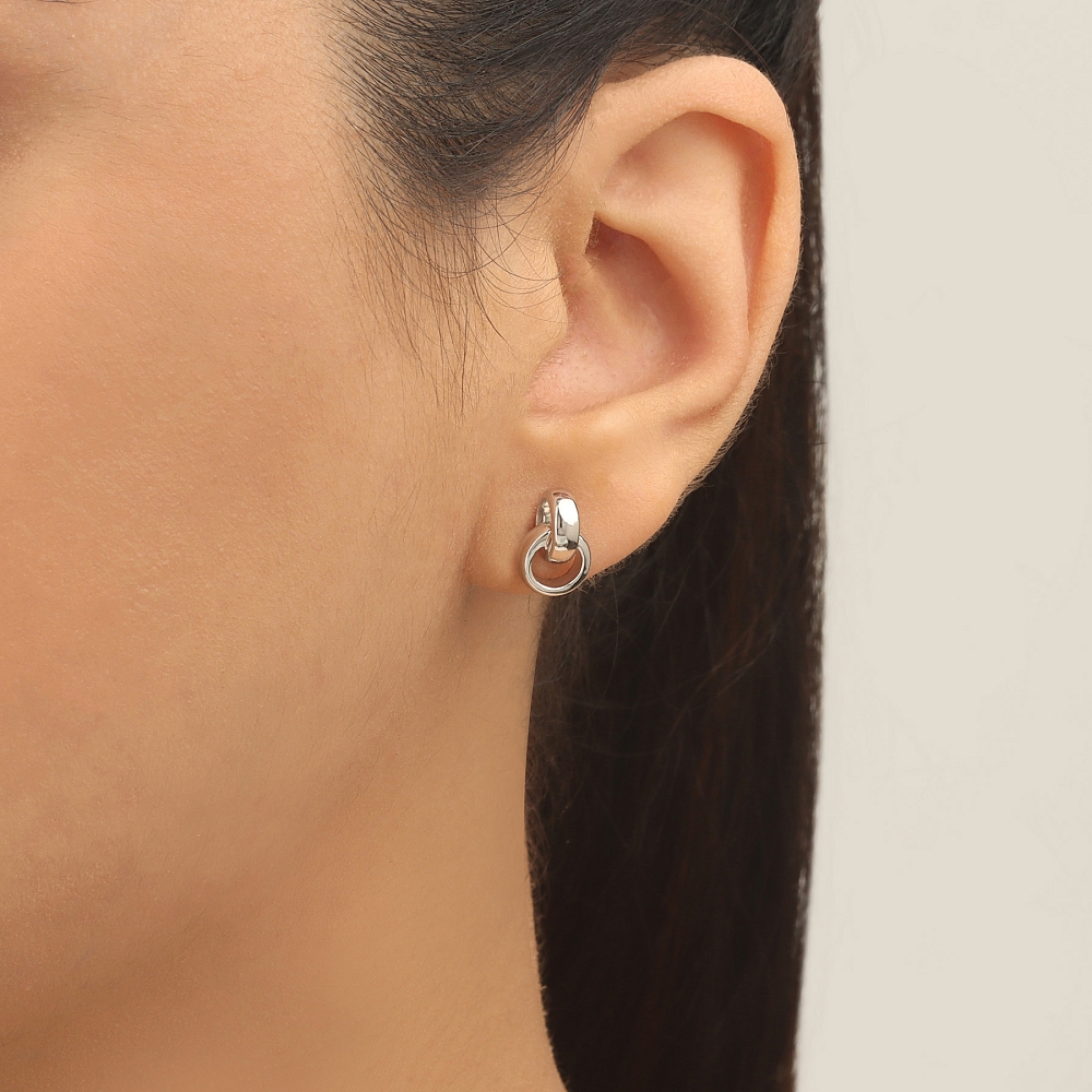Rose Gold Two tone Diamond Earrings