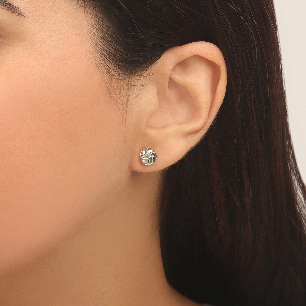 Rose Gold Two tone love knot Diamond Earrings