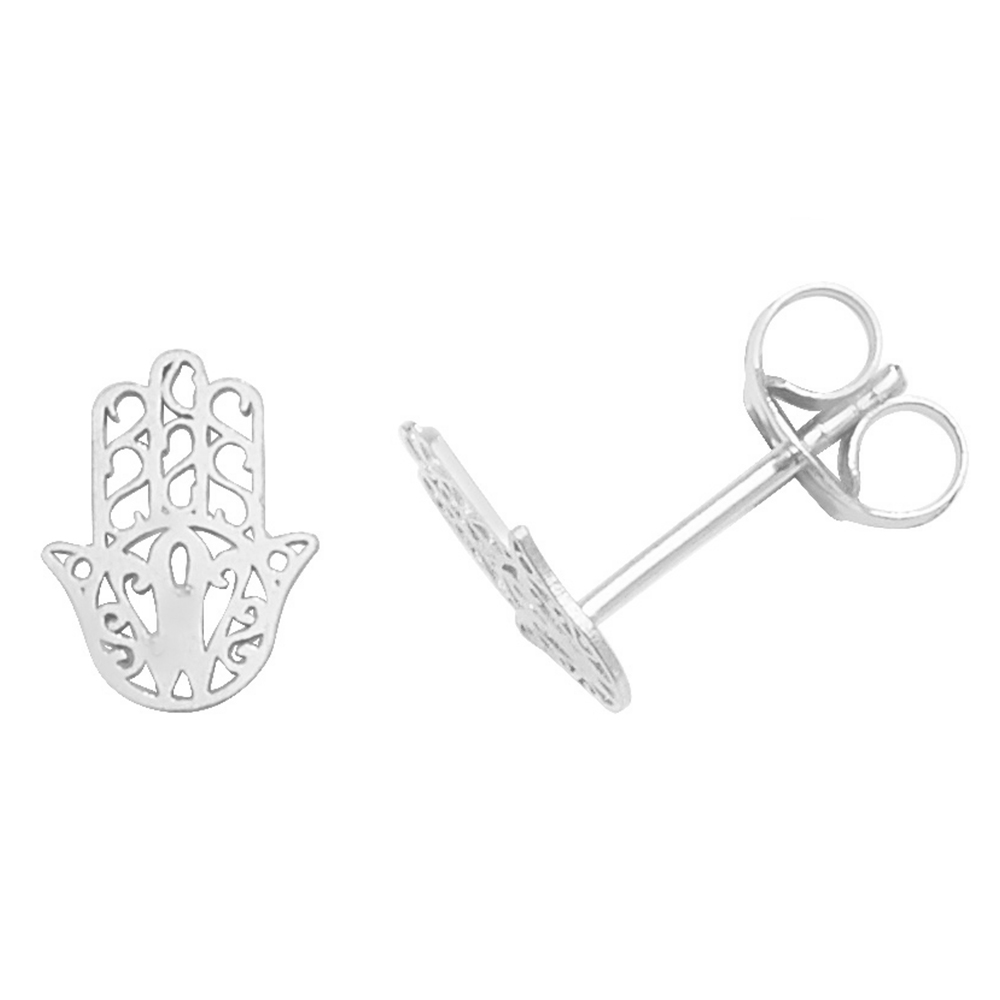Buy Plain Metal Design On Hamsa Hand Stud Earring - Abelini