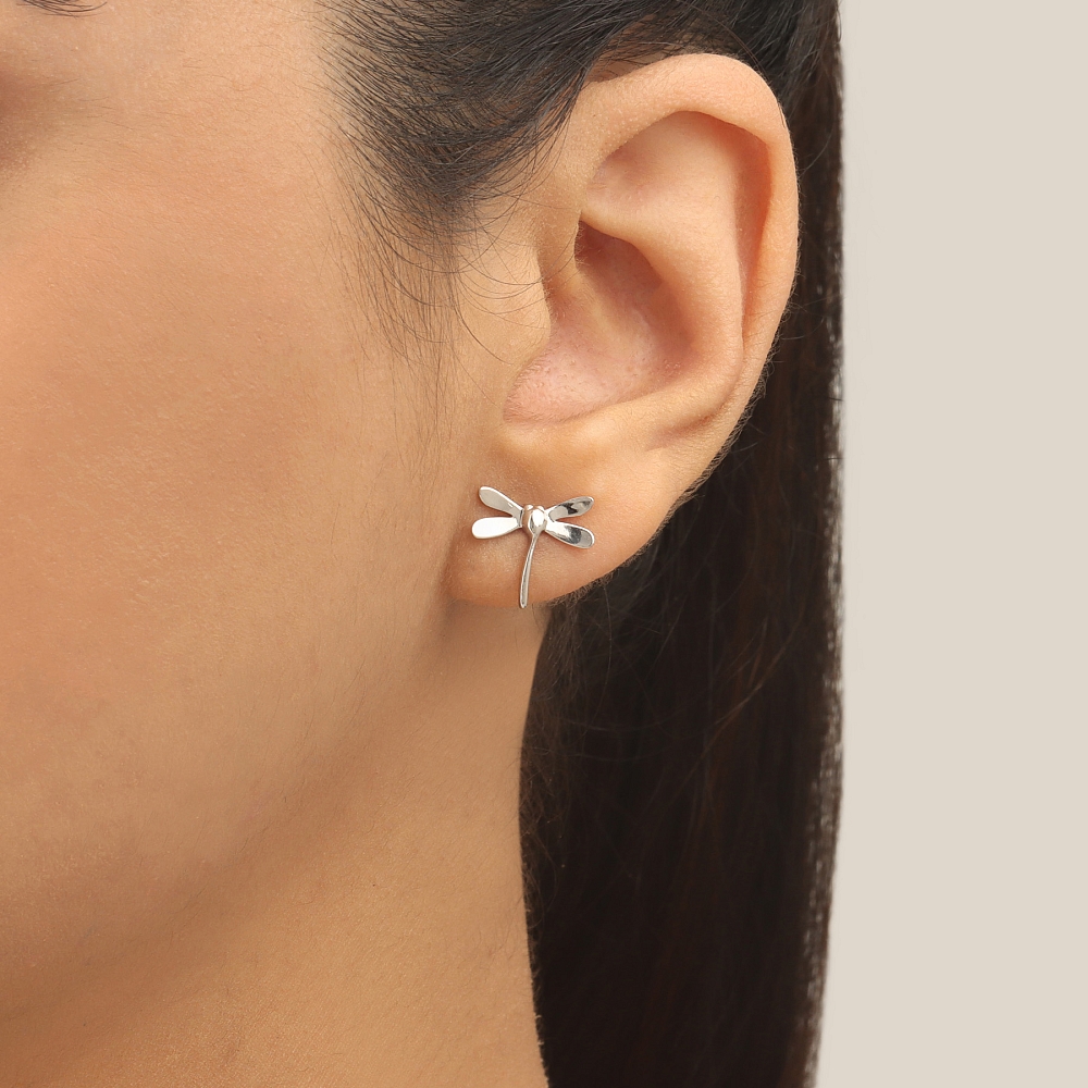 Rose Gold Dragonfly Diamond Earrings