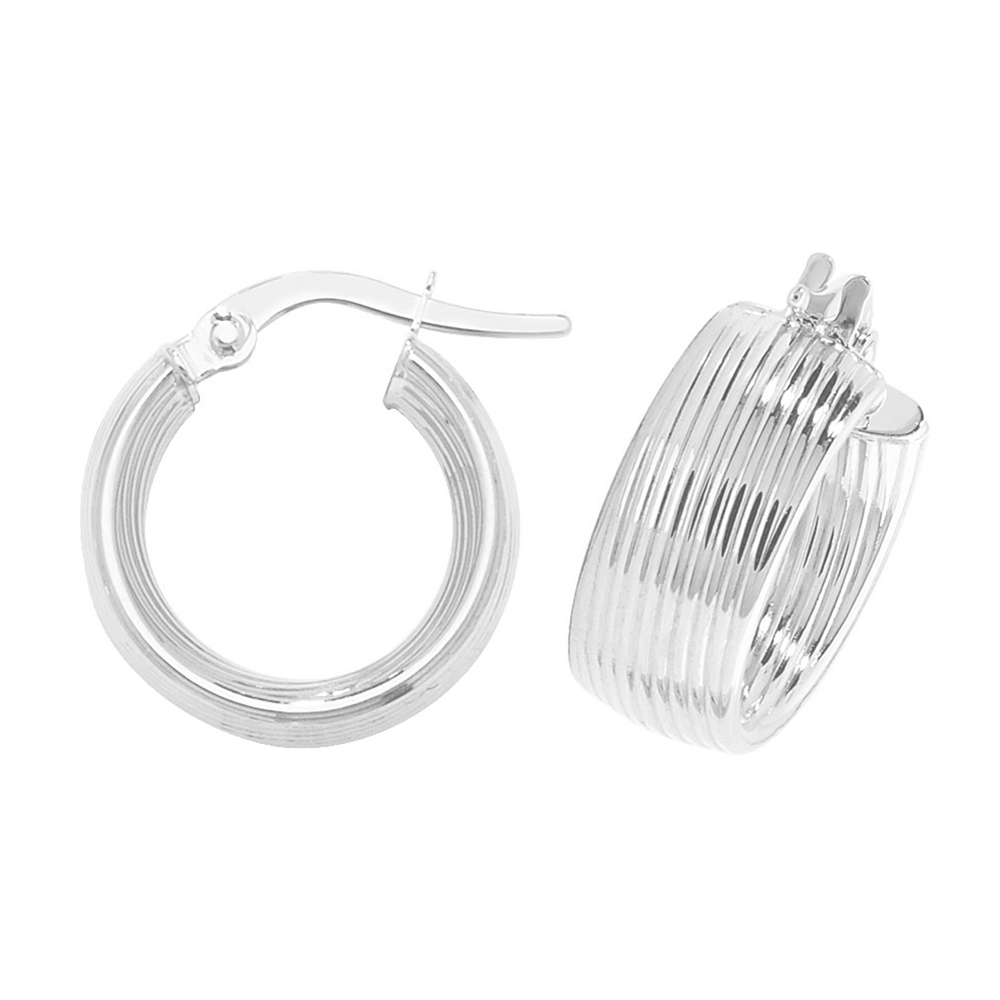 plain metal round shape striped patterned hoop earring (10mm)