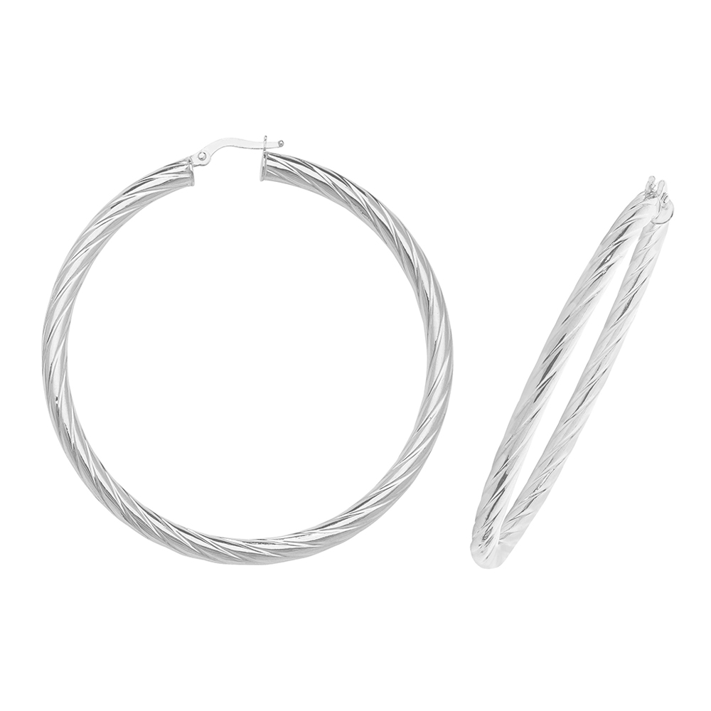 plain metal round swirl hoop earring (50mm)