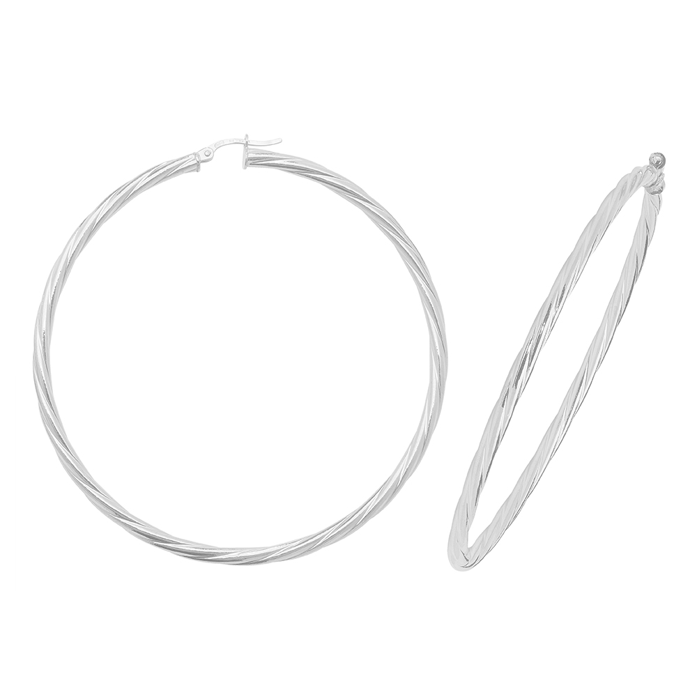 plain metal twisted style hoop earring (60mm)