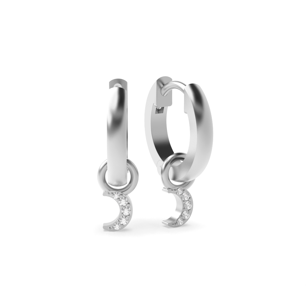 prong setting round shape moon style hoop Moissanite earring(4 MM X 9 MM)