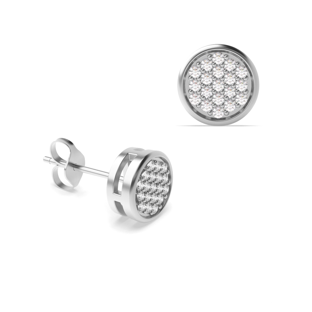 bezel setting round shape Lab Grown Diamond stud earring