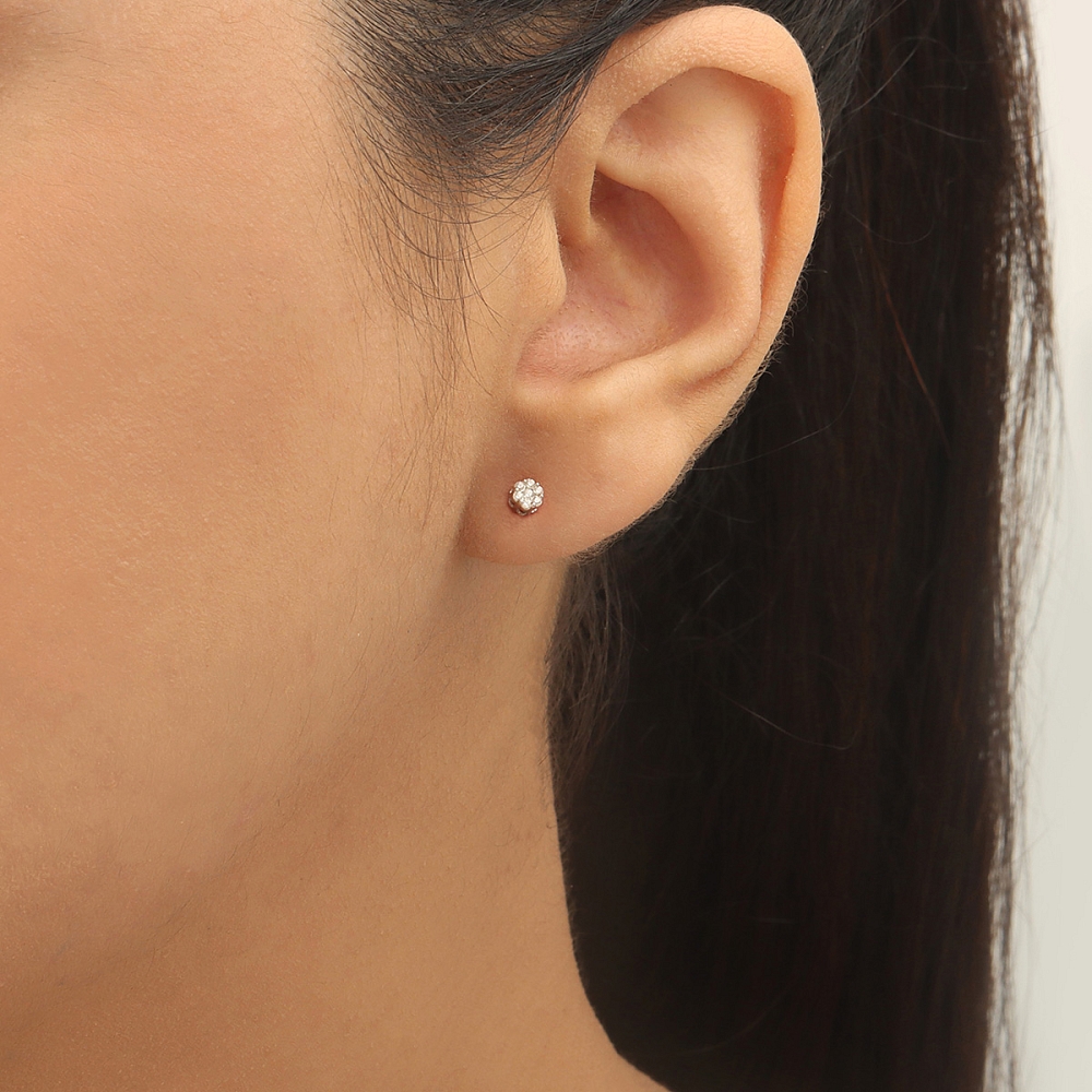 Pave Setting Round Petit cluster Lab Grown Diamond Earrings