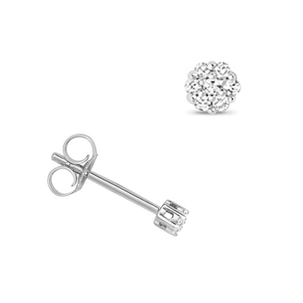 Pave Setting Round Shape Lab Grown Diamond Stud Earring(2 Mm X 2 Mm)