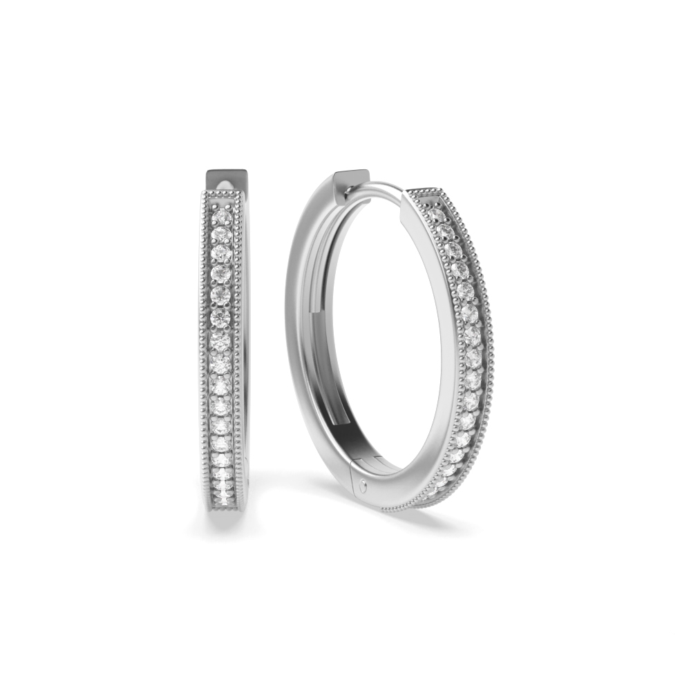 pave setting round shape diamond hoop earring(16 MM X 16 MM)