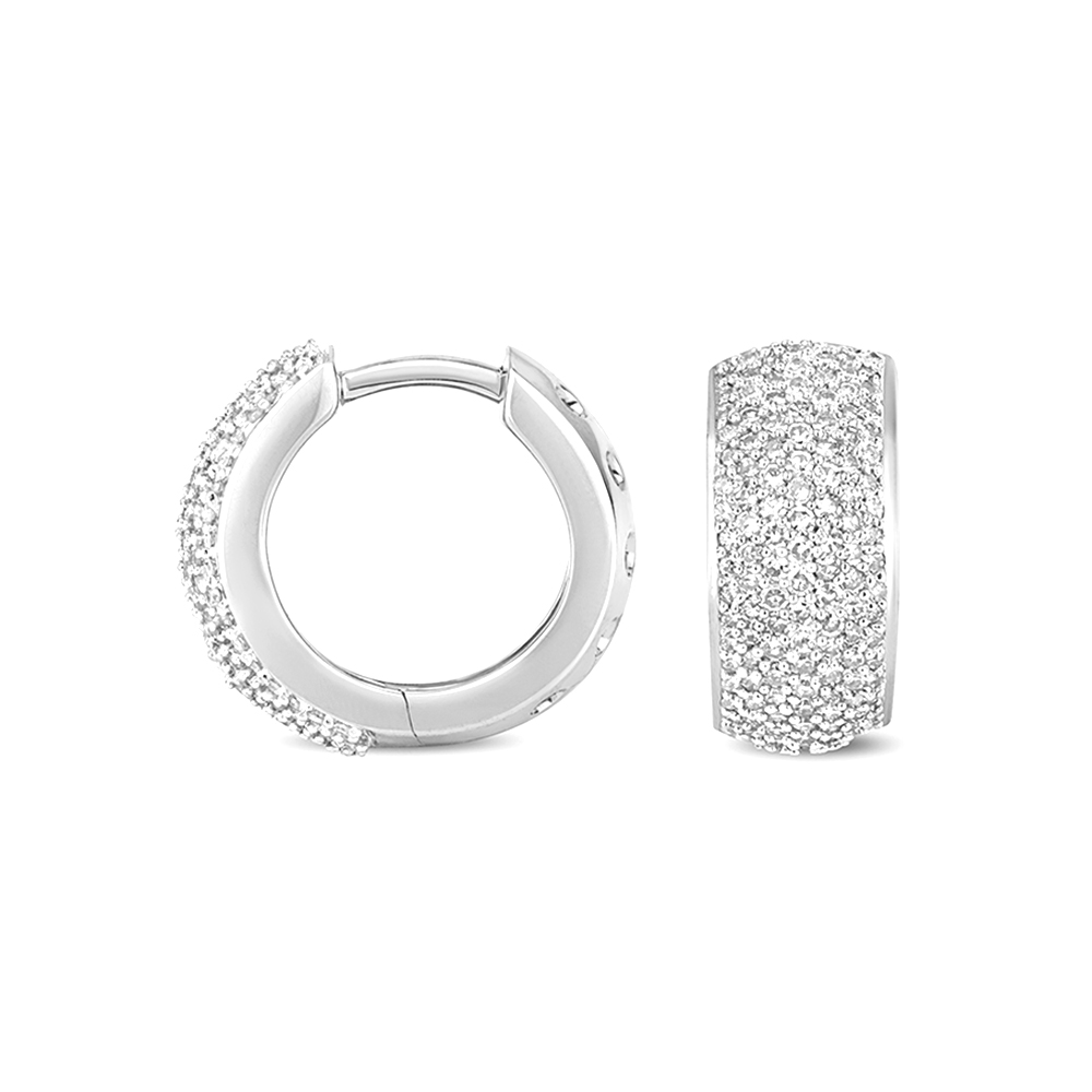 pave setting round shape diamond hoop earring(15 MM X 9 MM)