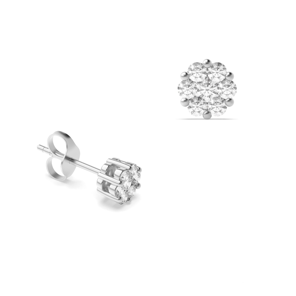 prong setting round shape illusion plate Lab Grown Diamond stud earring