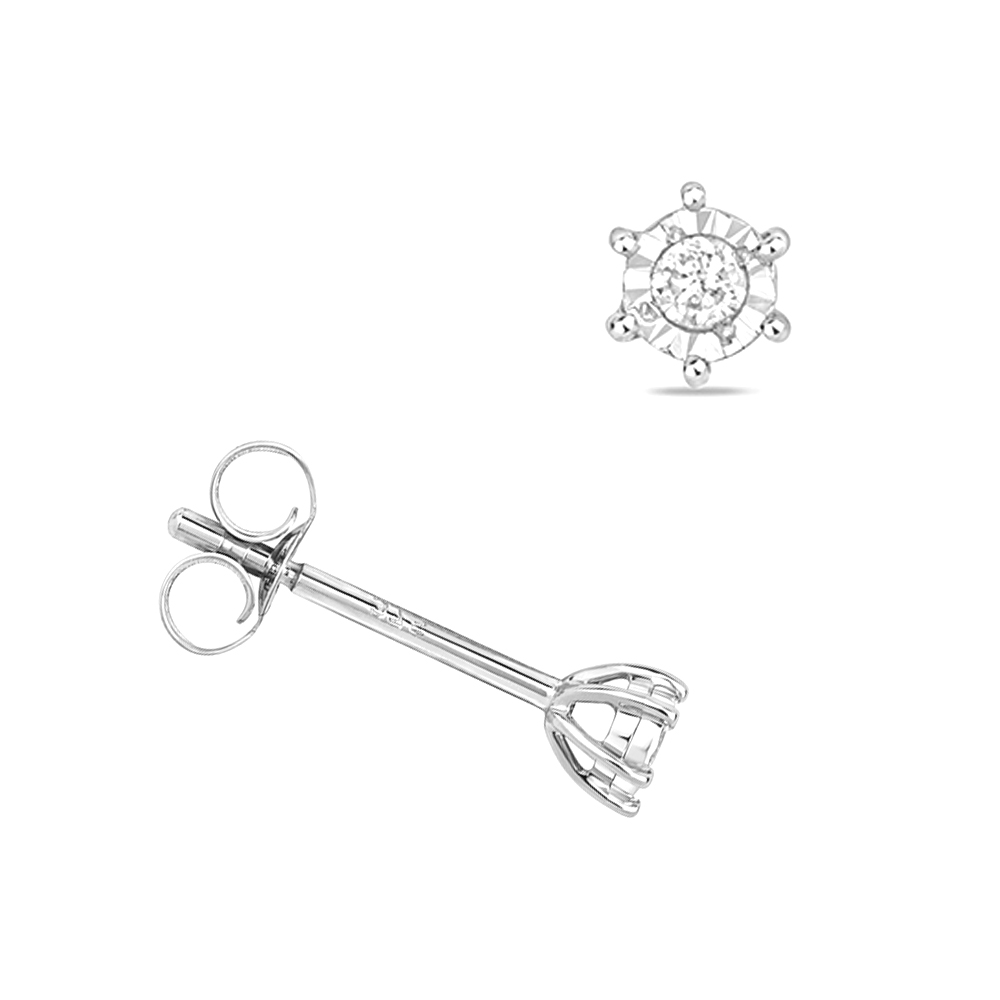 prong setting round shape illusion plate Lab Grown Diamond stud earring