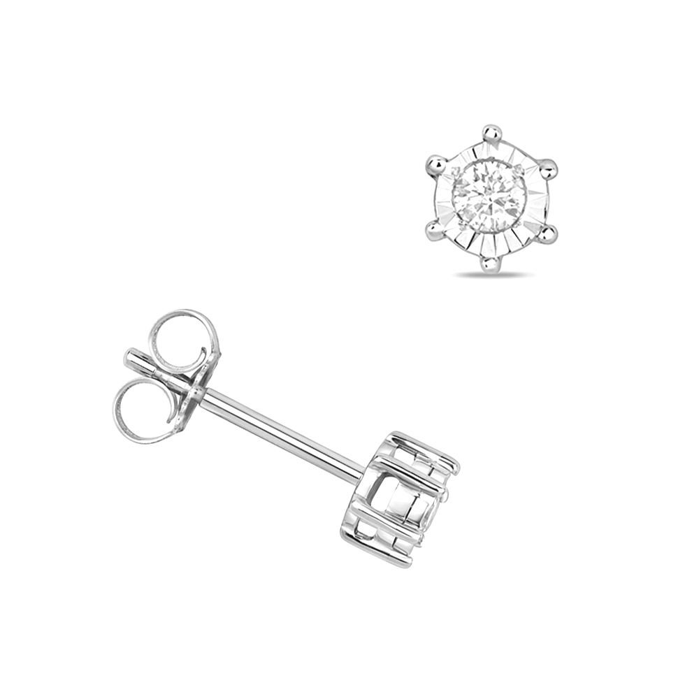 Prong Setting Round Shape Illusion Plate Stud Earrings Online 