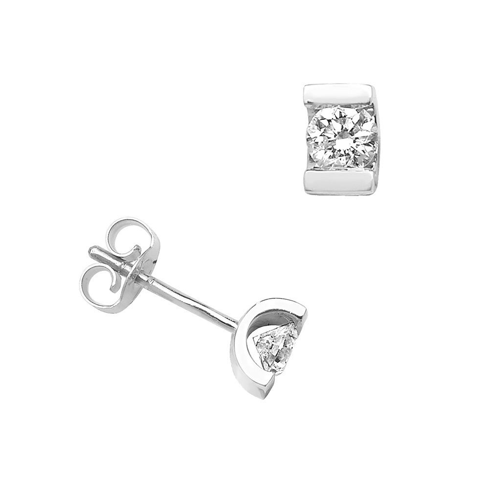 channel setting round shape Lab Grown Diamond stud earring