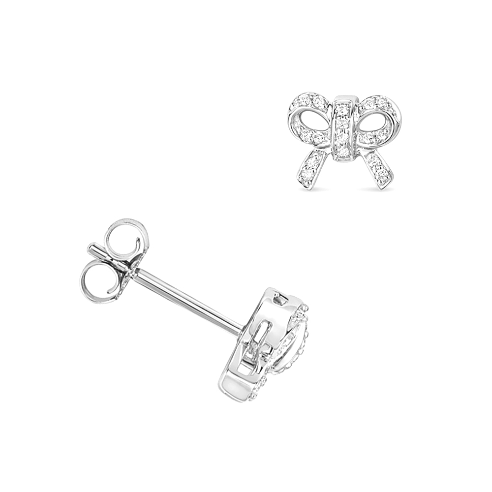 pave setting round shape bow style designer earring(8 MM X 8 MM)