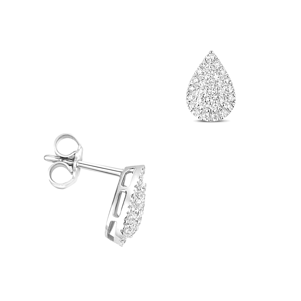 round shape dropping tear designer diamond earring