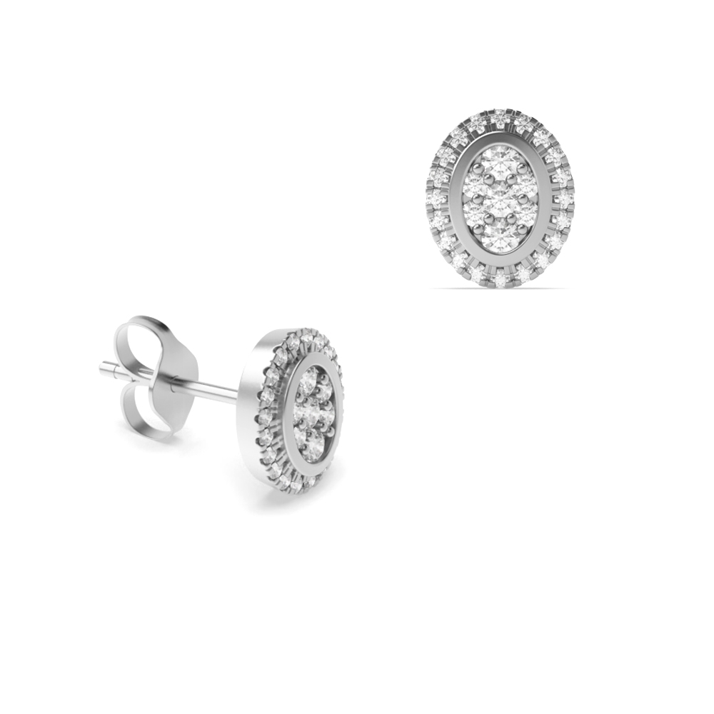 Buy Round Shape Oval Style Diamond Halo Earring - Abelini