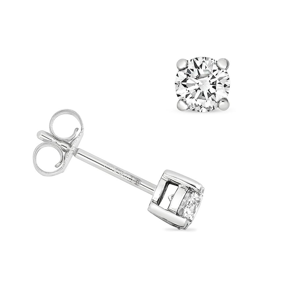 4 Prong Setting Round Shape Lab Grown Diamond Stud Earring In Sale