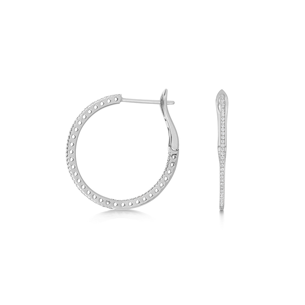 U Prong Setting Round Shape Diamond Hoop Earring(24 Mm X 24 Mm)