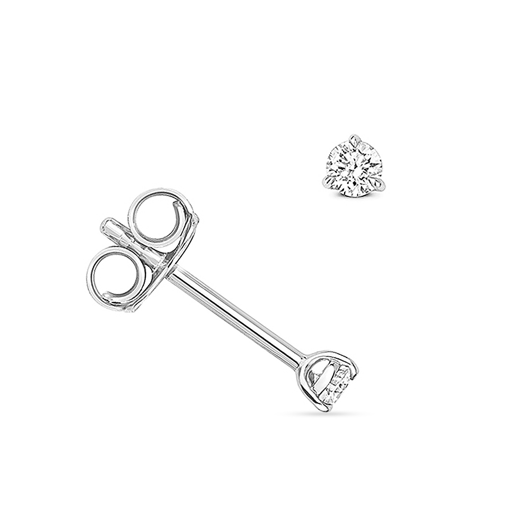 Buy 3 Prong Set Round Shape Diamond Stud Earring  - Abelini
