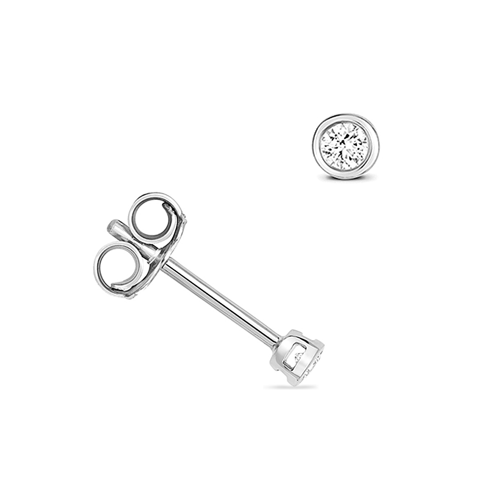 Buy Bezel Setting Round Shape Diamond Stud Earrings - Abelini
