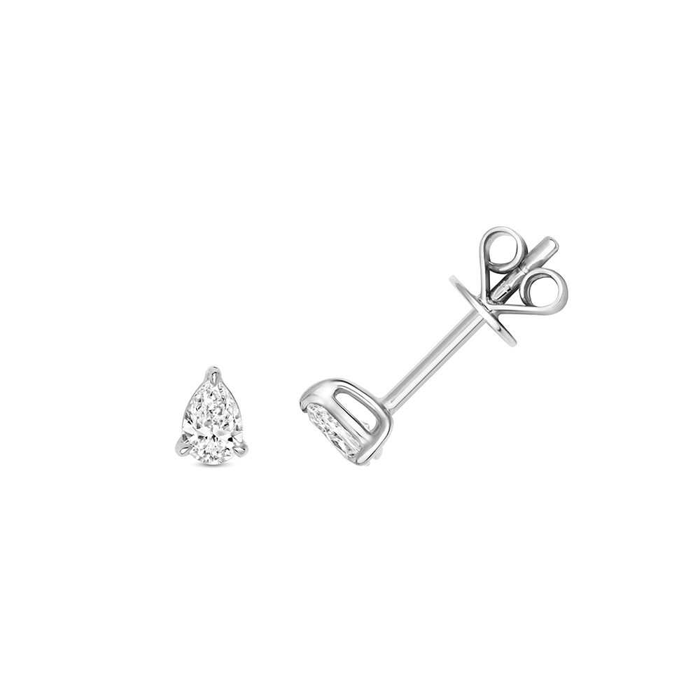 Buy 3 Prong Setting Pear Shape Lab Grown Diamond Stud Earring - Abelini