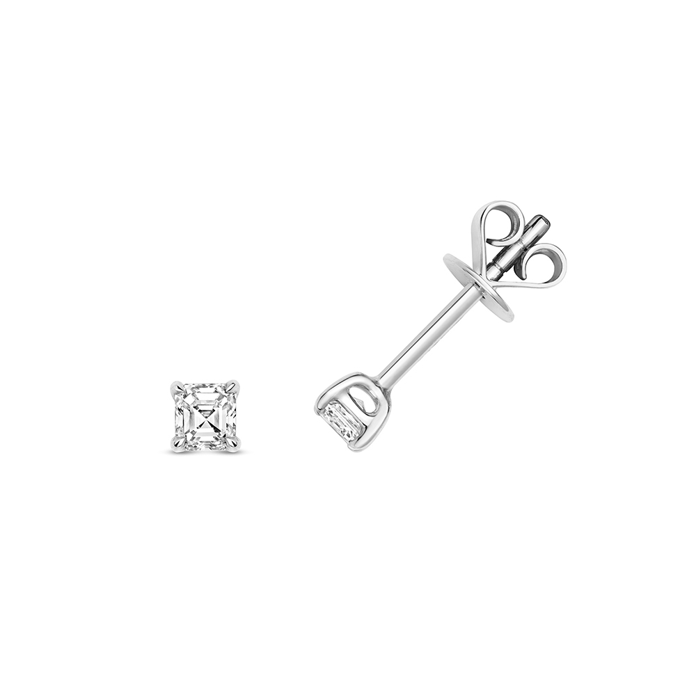 Buy Prong Setting Asscher Shape Diamond Stud Earring - Abelini