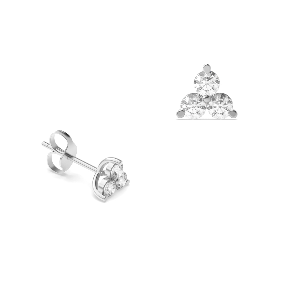 prong setting round shape 3 diamond stud earring
