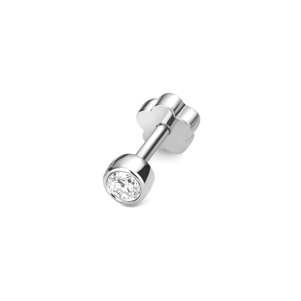 bezel setting round shape diamond stud earring