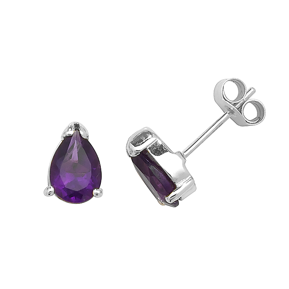 3 prong setting pear shape gemstone stud earring(4 MM X 6 MM)