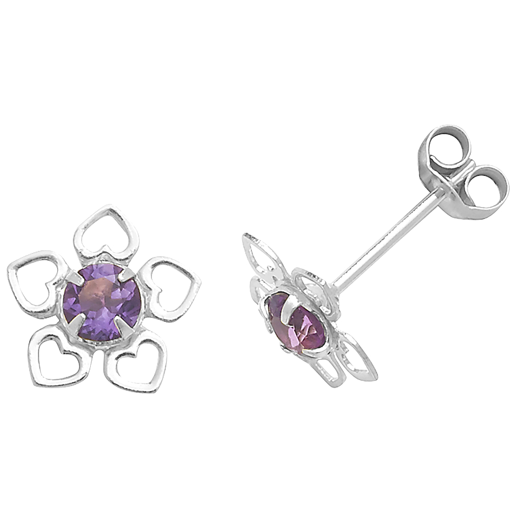 4 prong vintage flower design gemstone earring