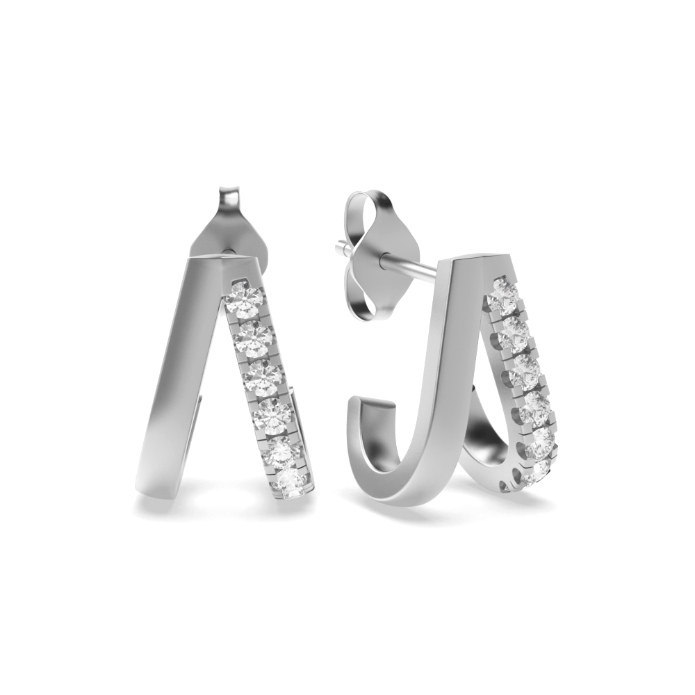 Prong setting round diamond u cut shape designer earrings