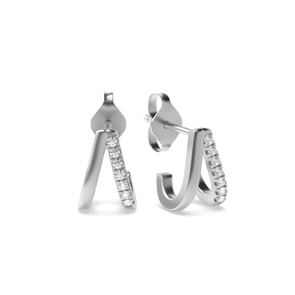 Prong setting round diamond u cut shape designer earrings