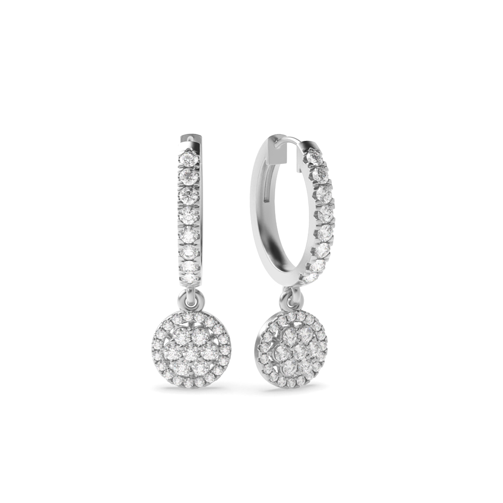4 Prong Setting Round Shape Diamond Hoop Earring | Abelini London