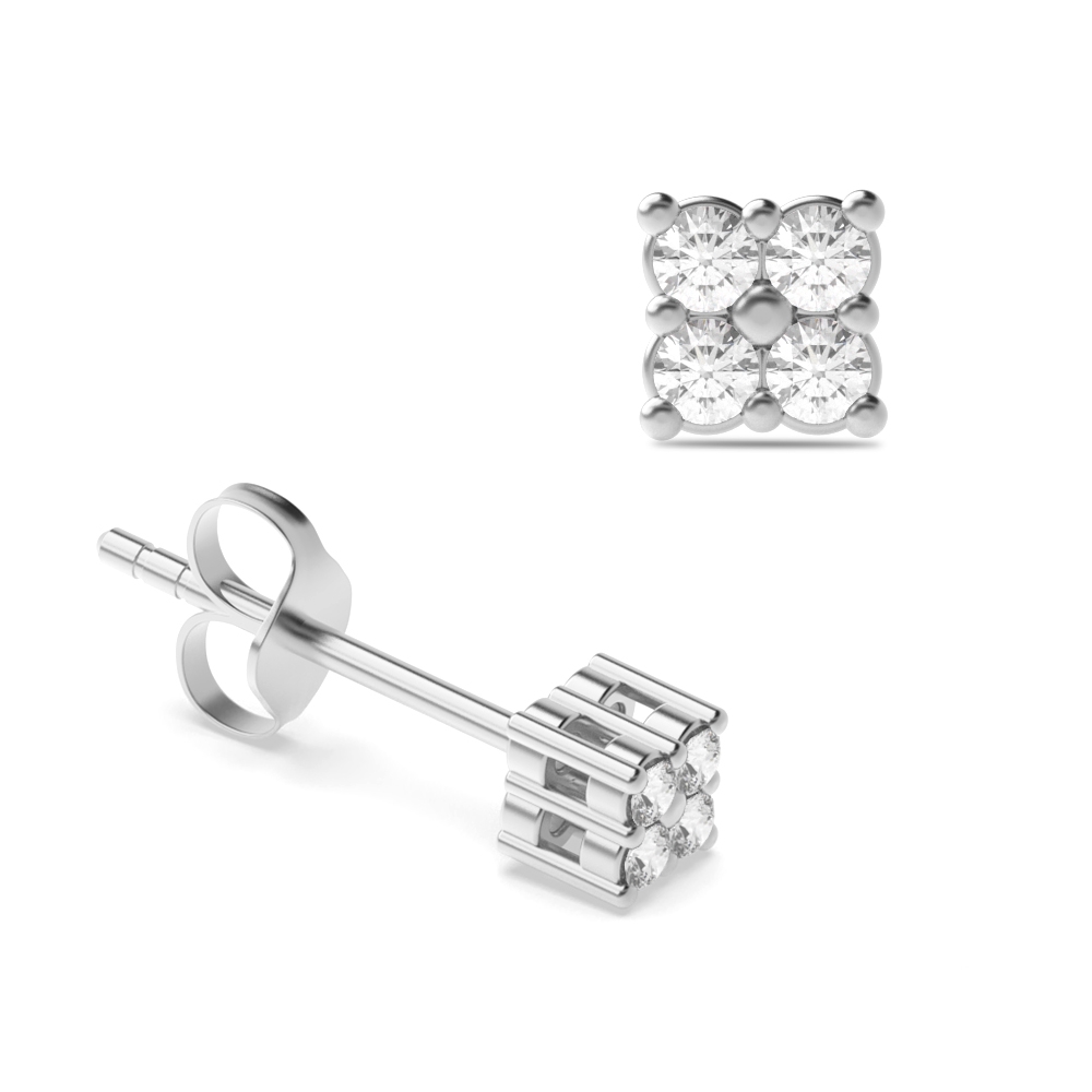 Buy 4 Prong Setting Round Shape Diamond Stud Earring - Abelini