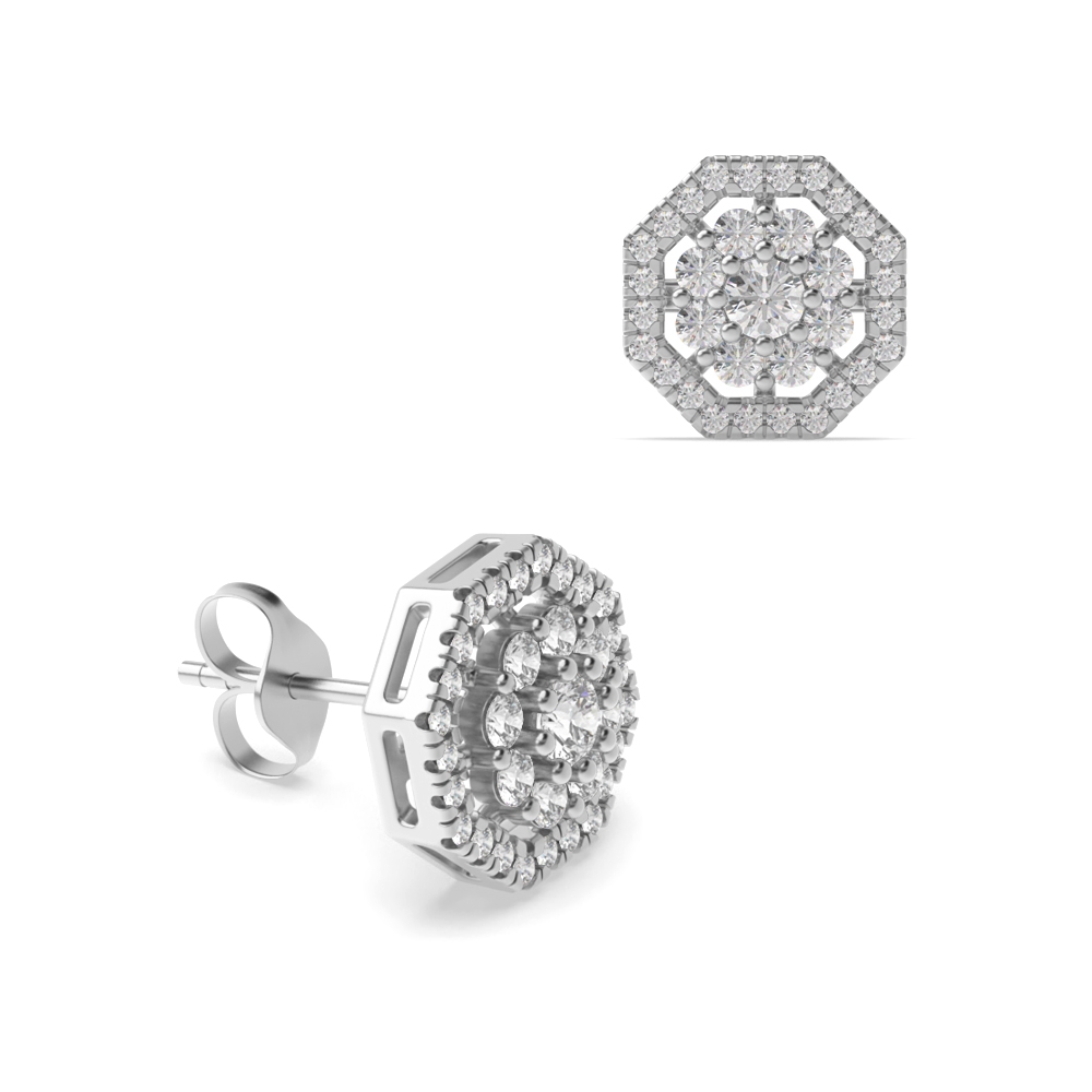 pave setting round shape diamond flower style designer earring