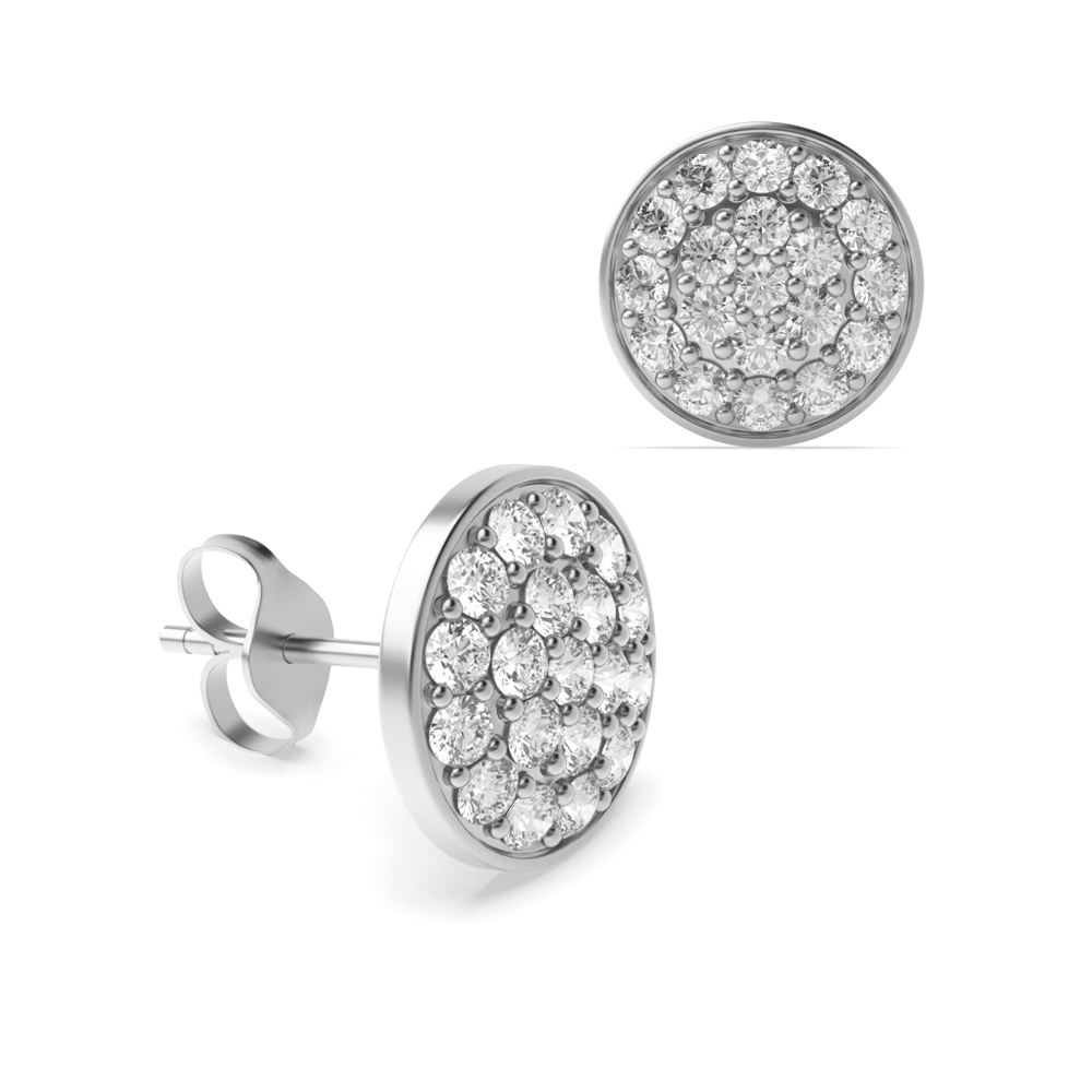Buy Pave Setting Round Shape Diamond Cluster Earring - Abelini