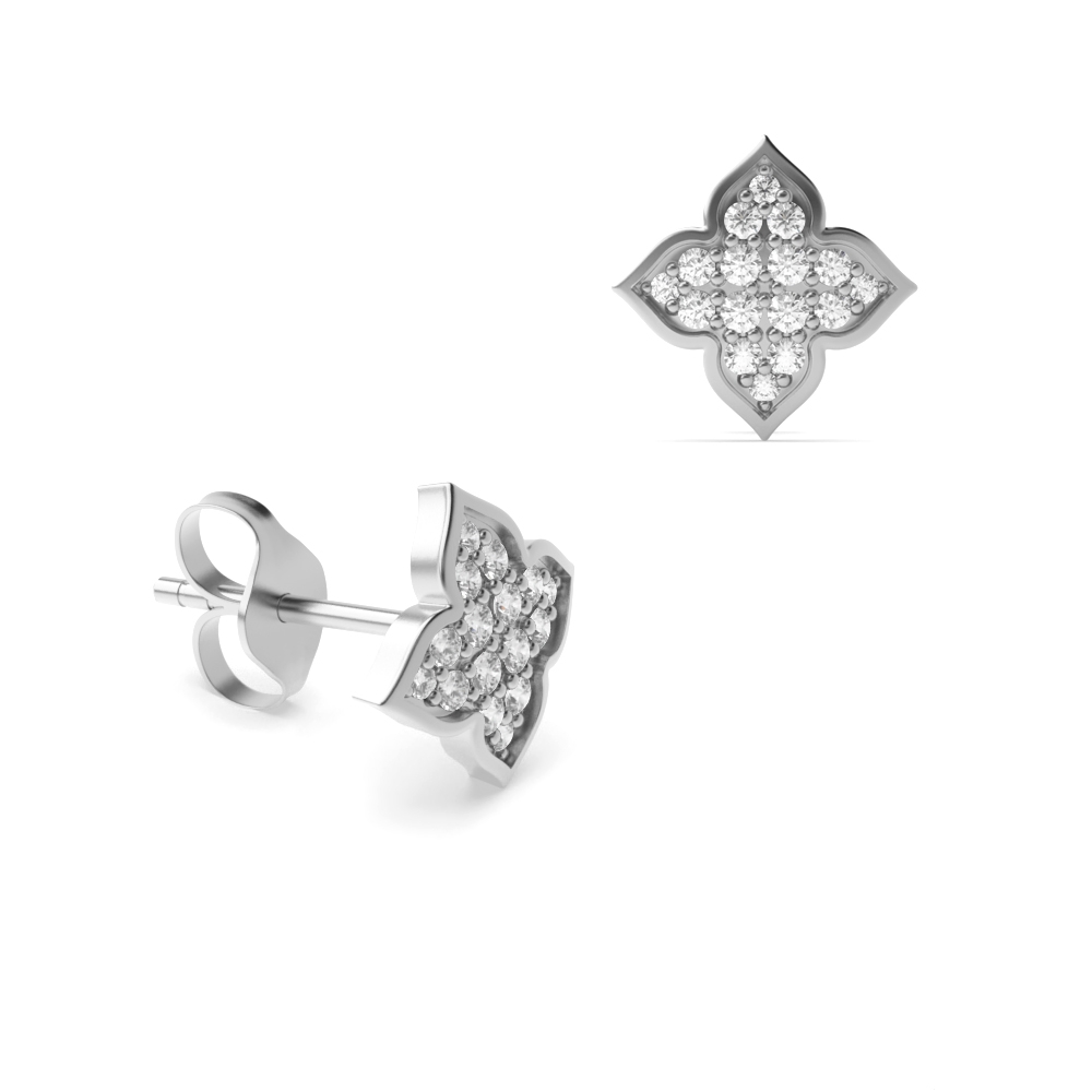 pave setting round shape Lab Grown Diamond unique style cluster earring
